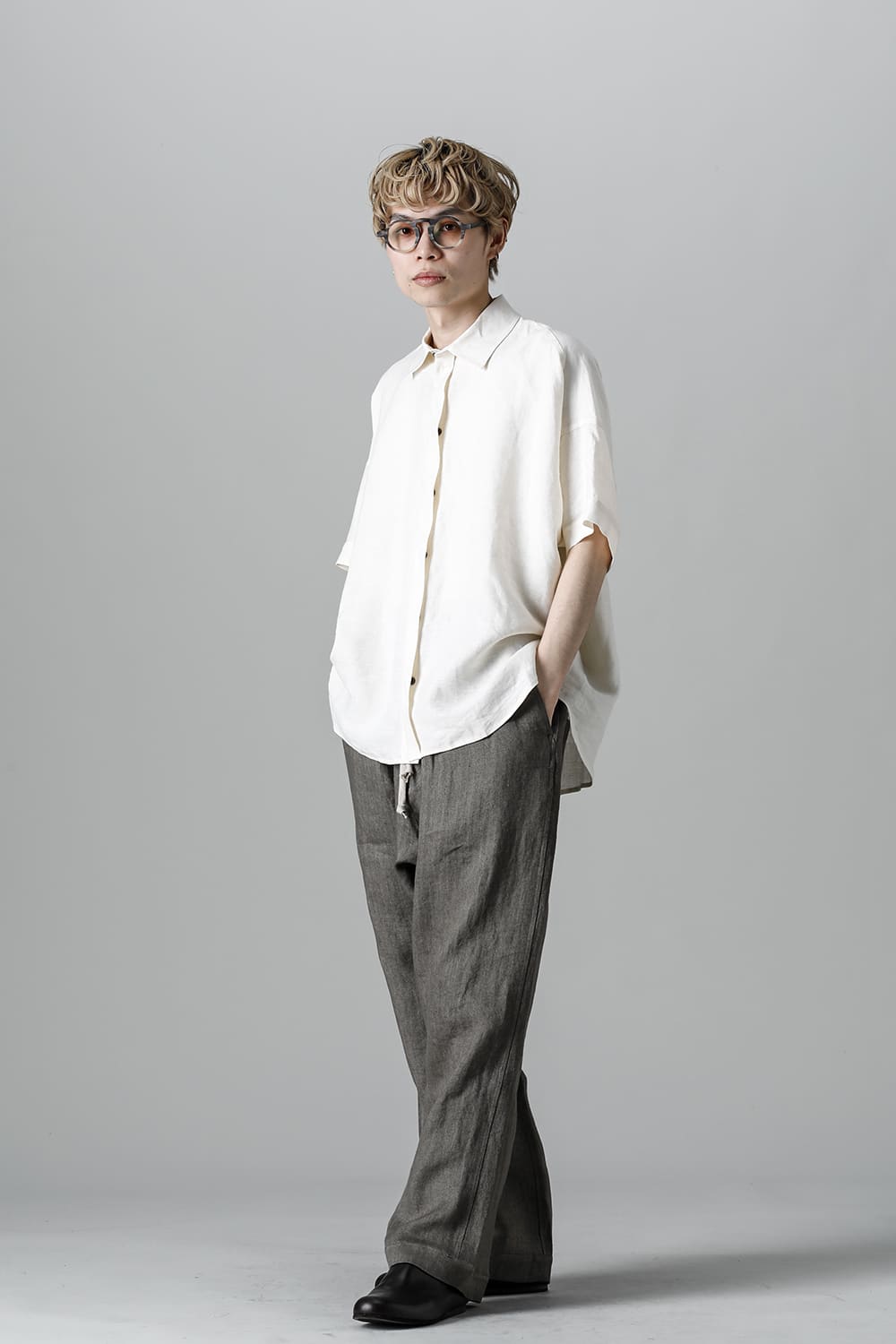 JOGGING TROUSERS Flax Herringbone GRAY