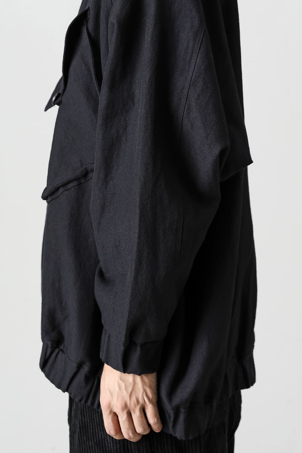 HOODED P/O JACKET Wool Flax Twill Black