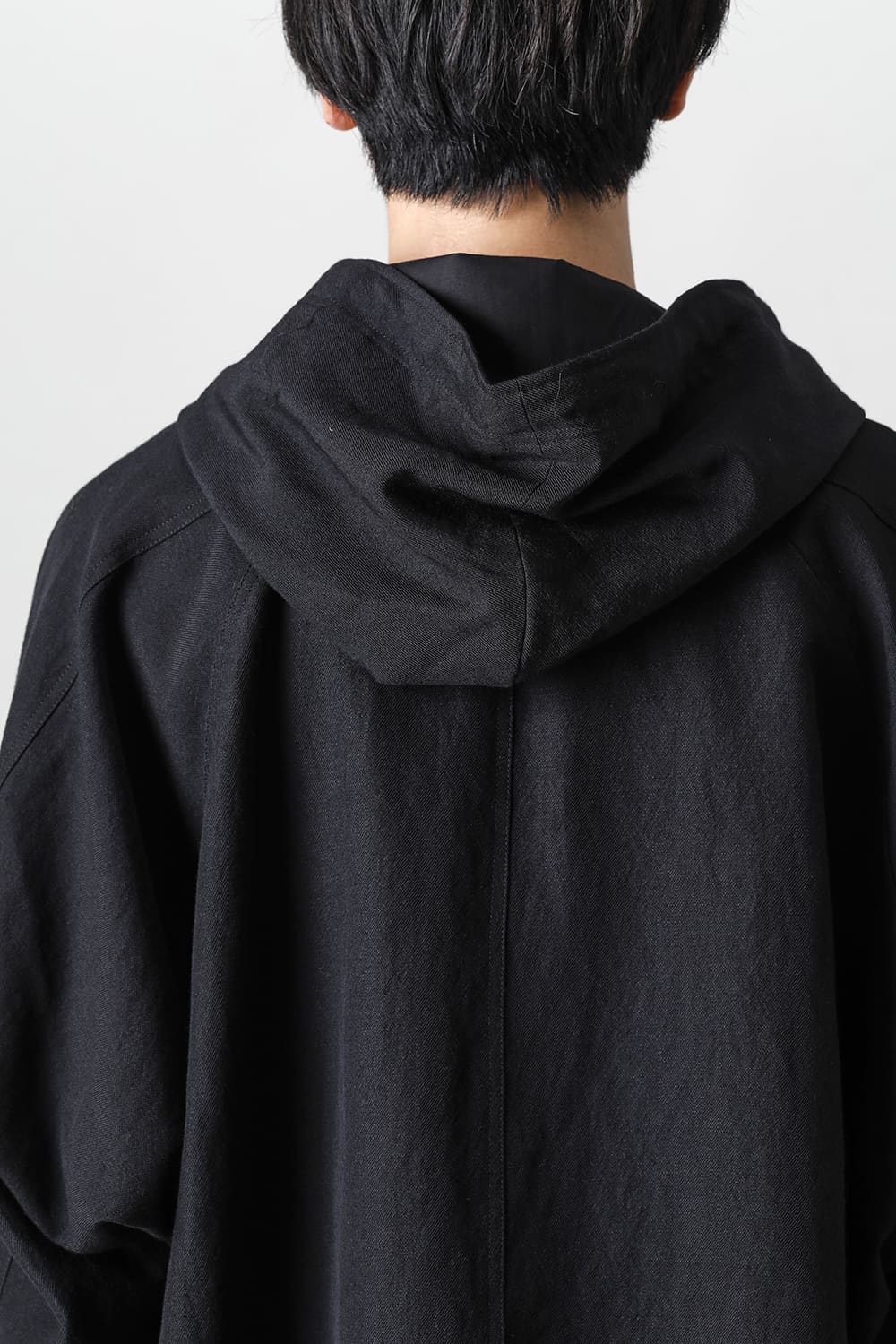 HOODED P/O JACKET Wool Flax Twill Black