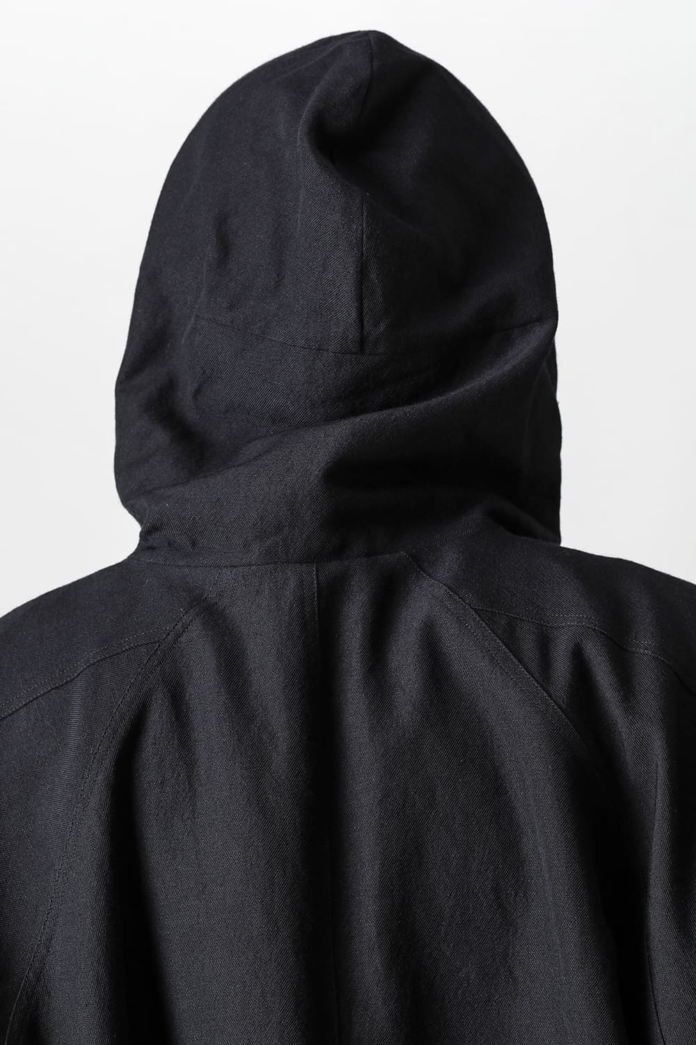 HOODED P/O JACKET Wool Flax Twill Black