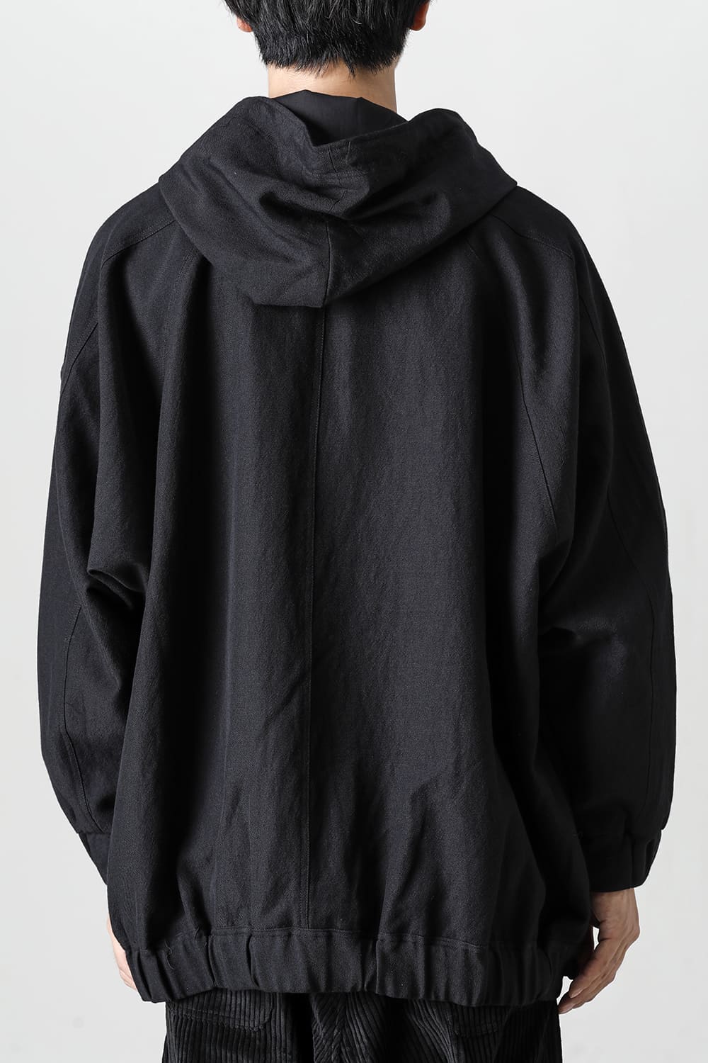 HOODED P/O JACKET Wool Flax Twill Black