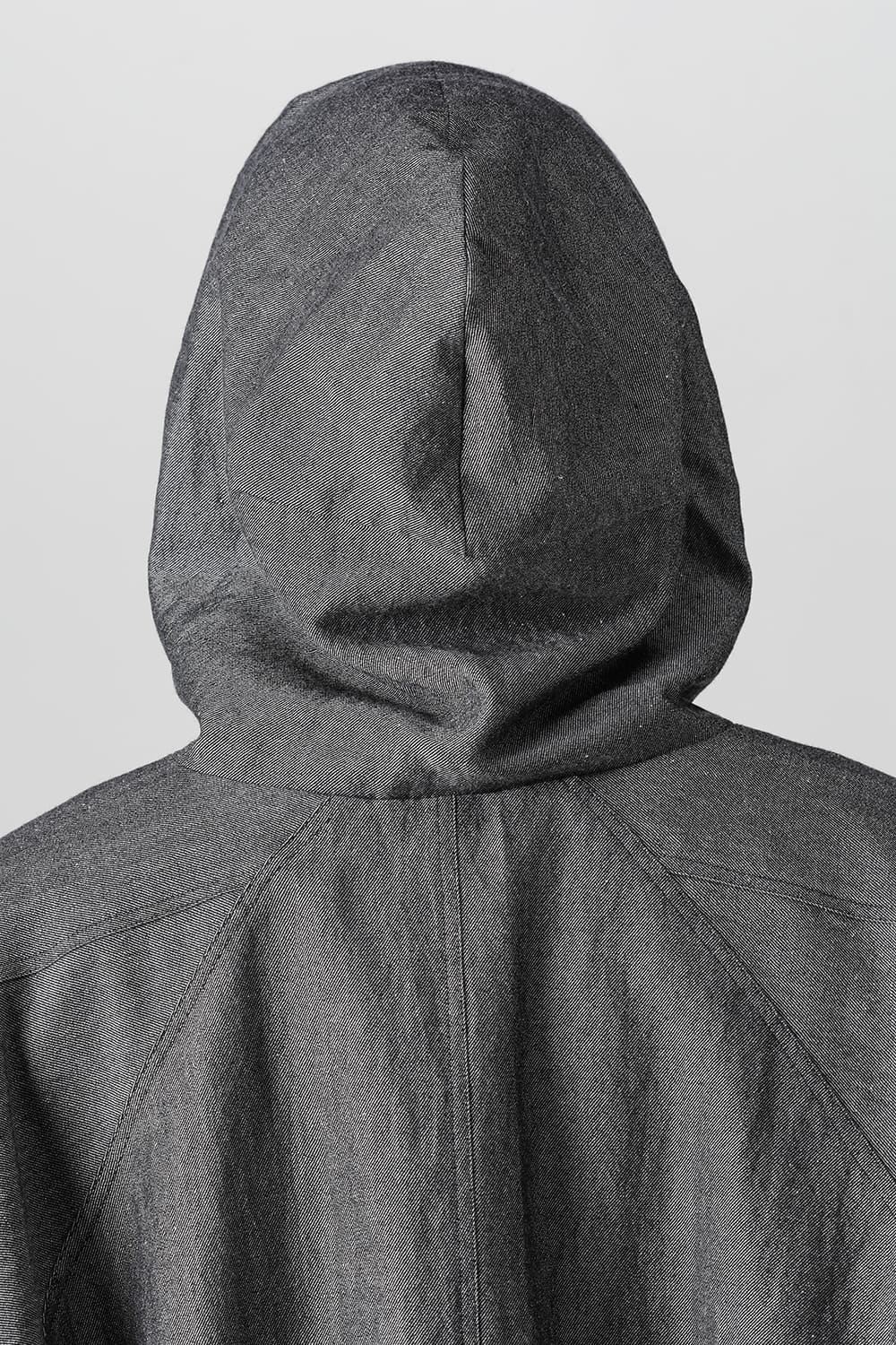 HOODED P/O JACKET Wool Flax Twill Grey Black