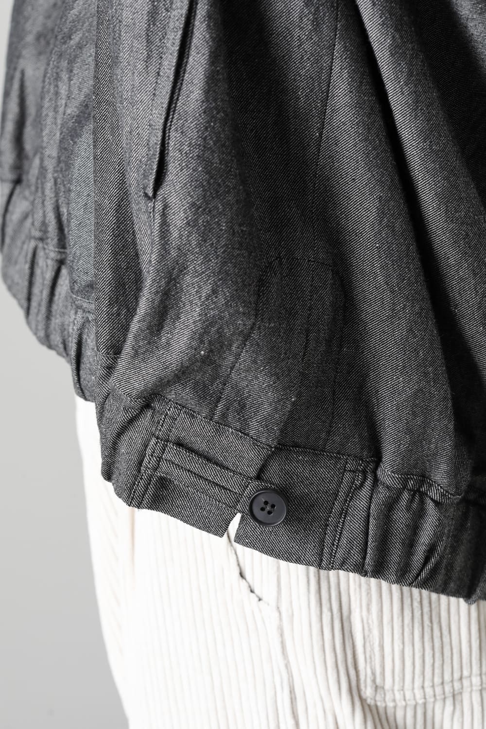 HOODED P/O JACKET Wool Flax Twill Grey Black