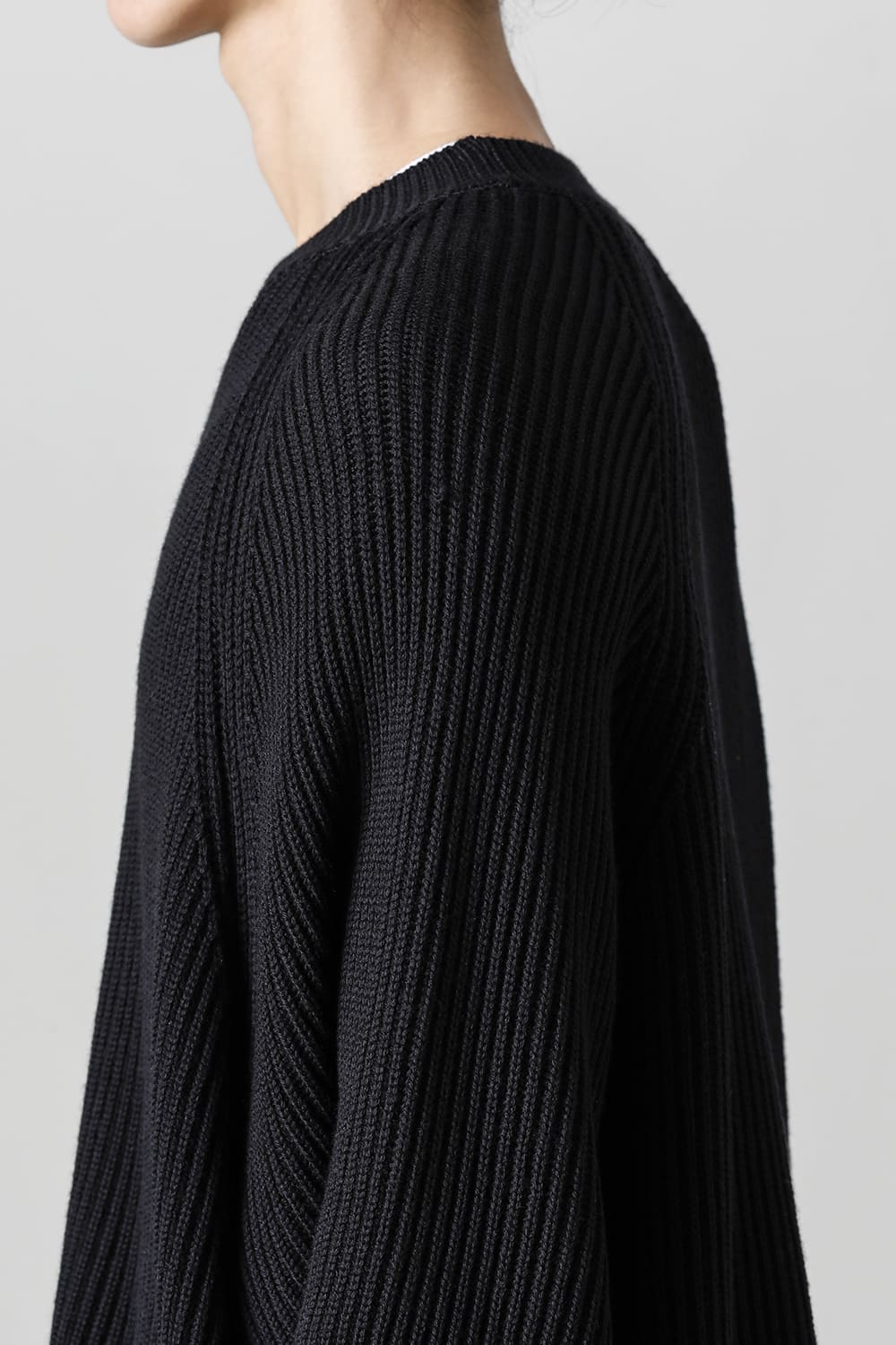 クルーネックニットベストファインメリノウール ブラック