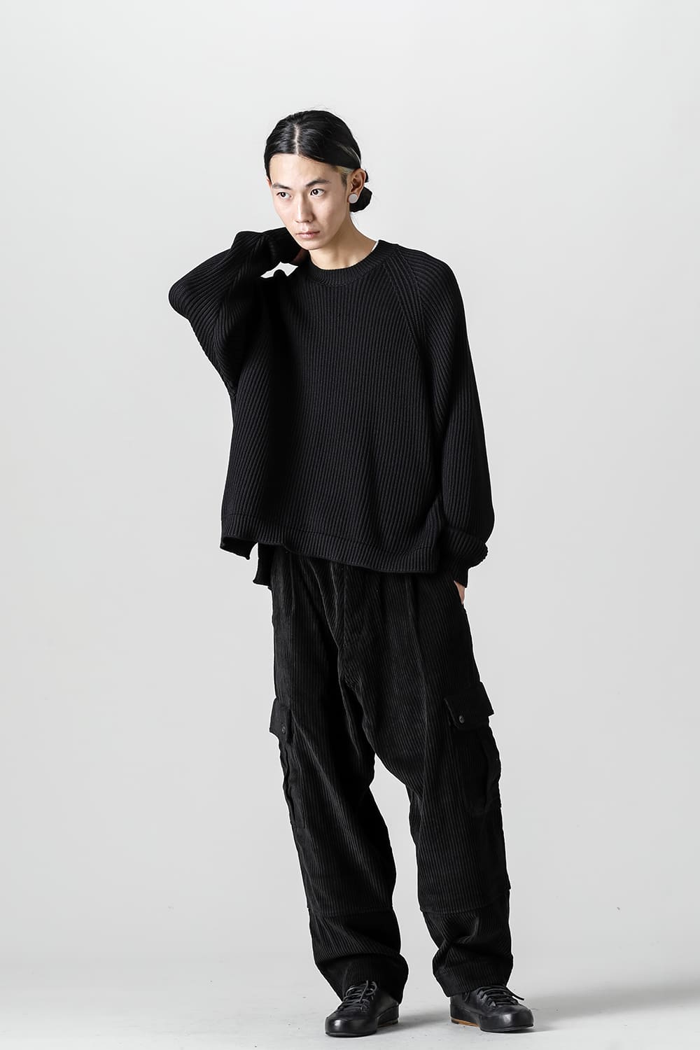 クルーネックニットベストファインメリノウール ブラック