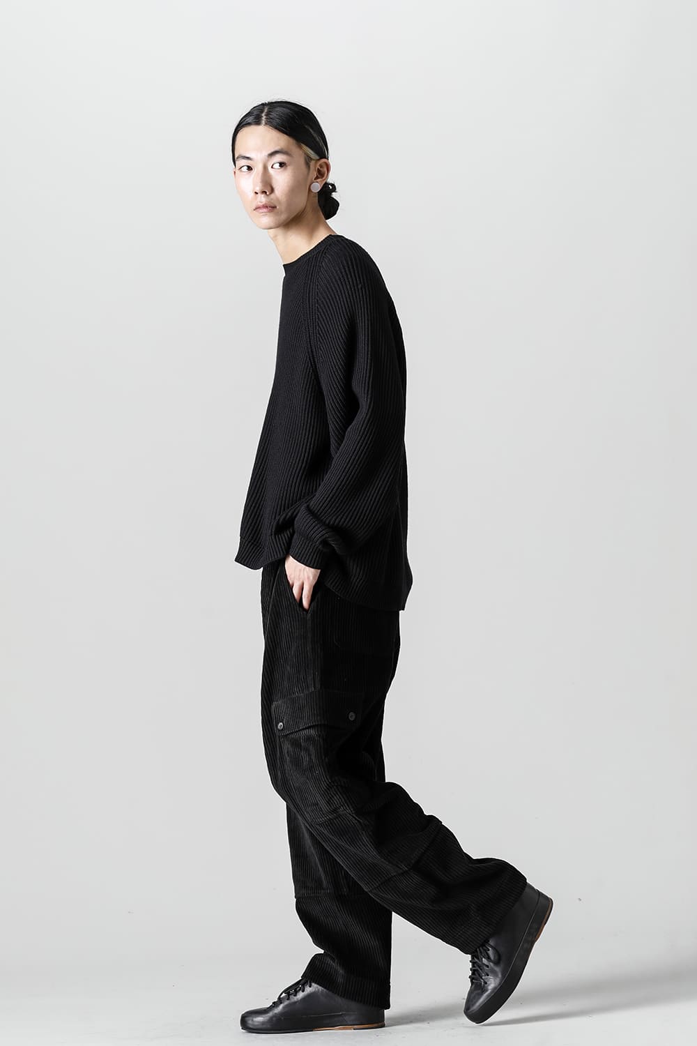 クルーネックニットベストファインメリノウール ブラック