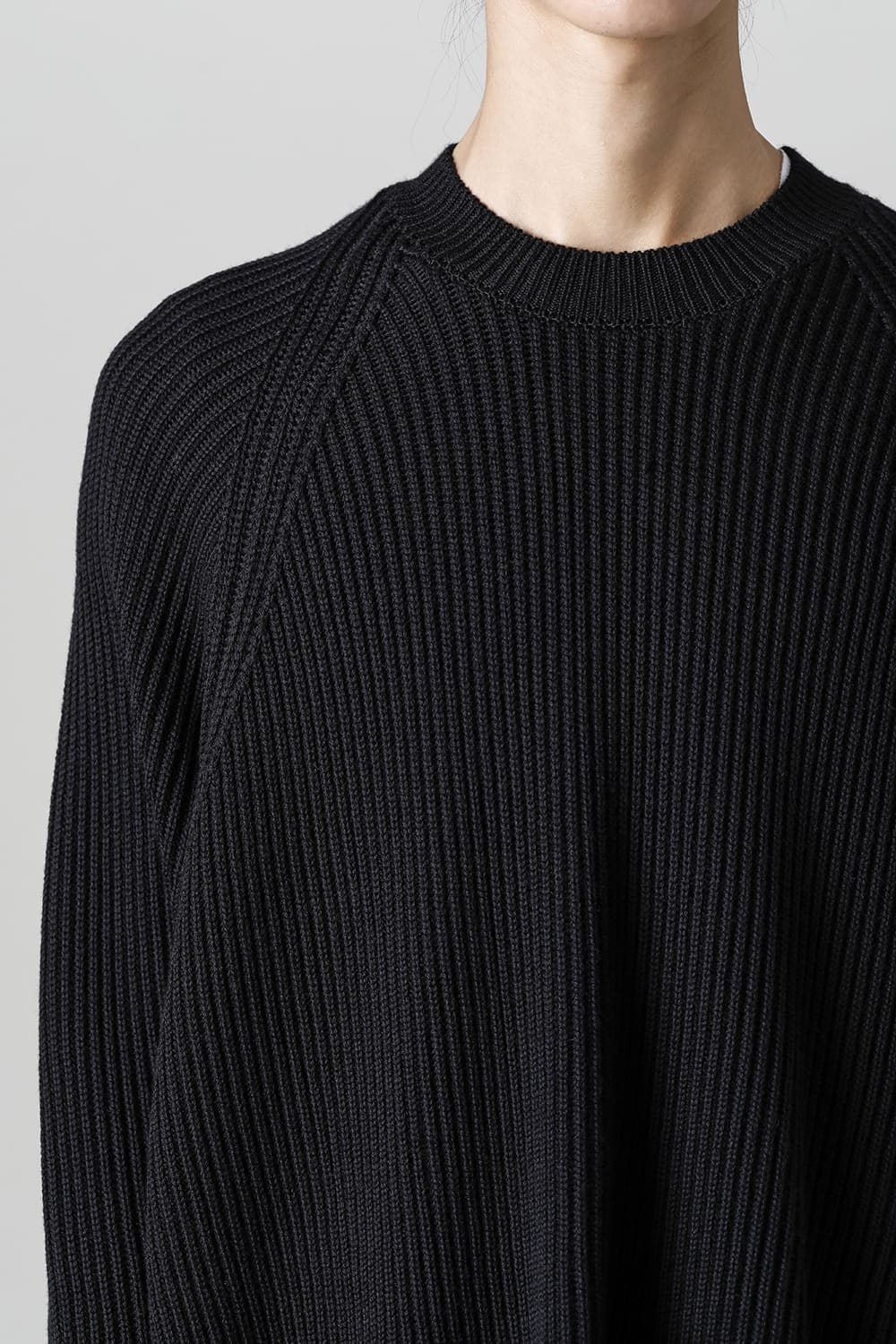 クルーネックニットベストファインメリノウール ブラック