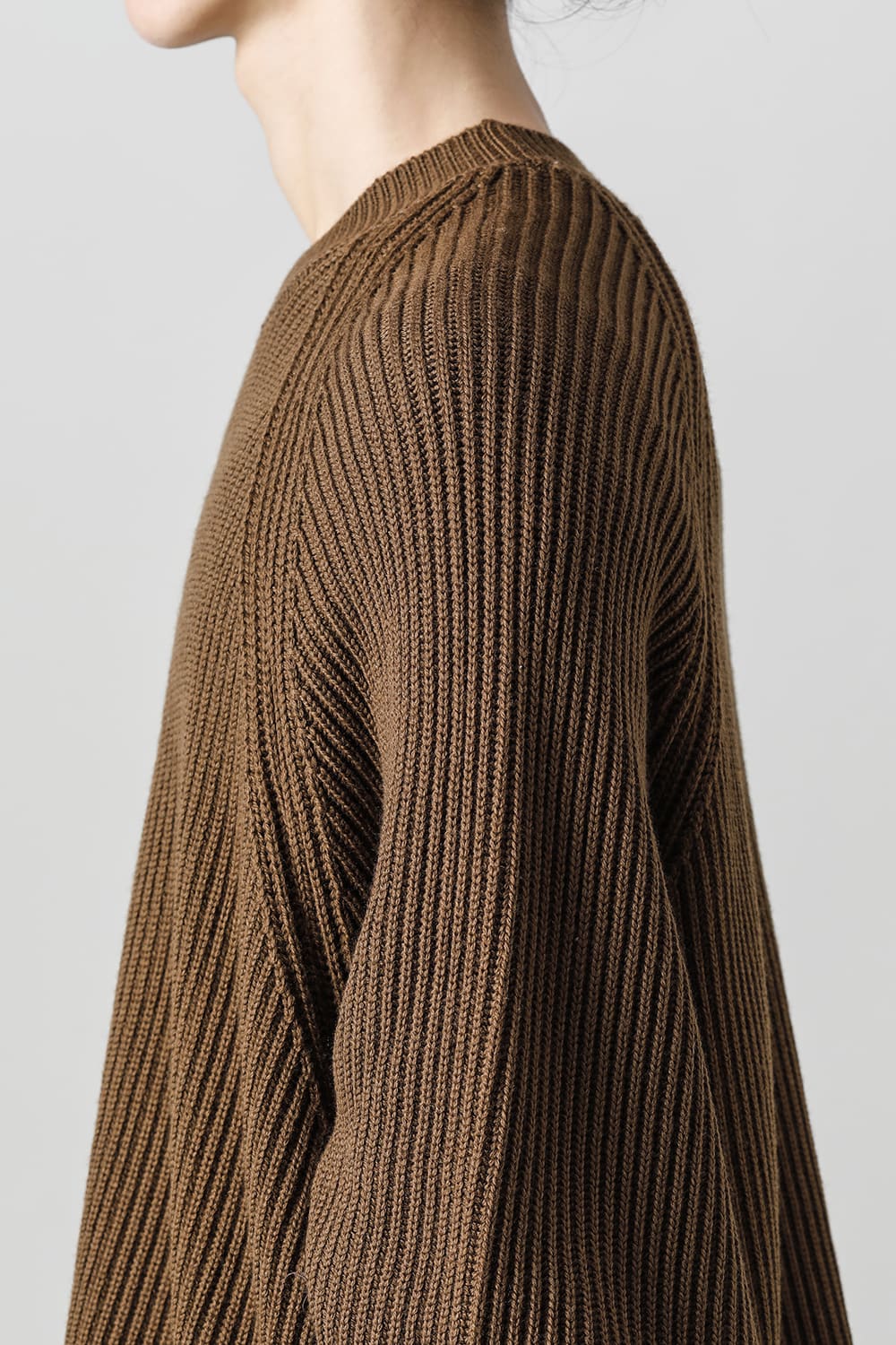 KNITTED CREW NECK Fine Merino Wool Mud