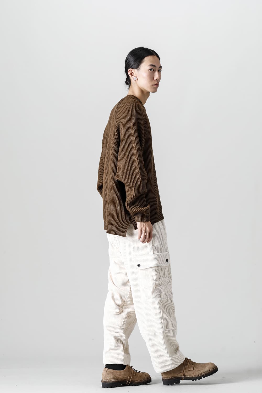 KNITTED CREW NECK Fine Merino Wool Mud