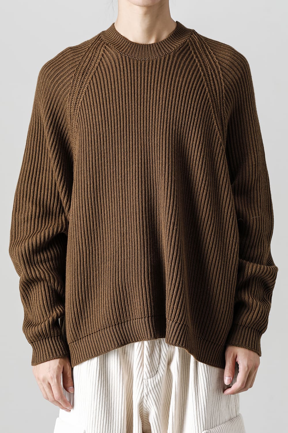KNITTED CREW NECK Fine Merino Wool Mud
