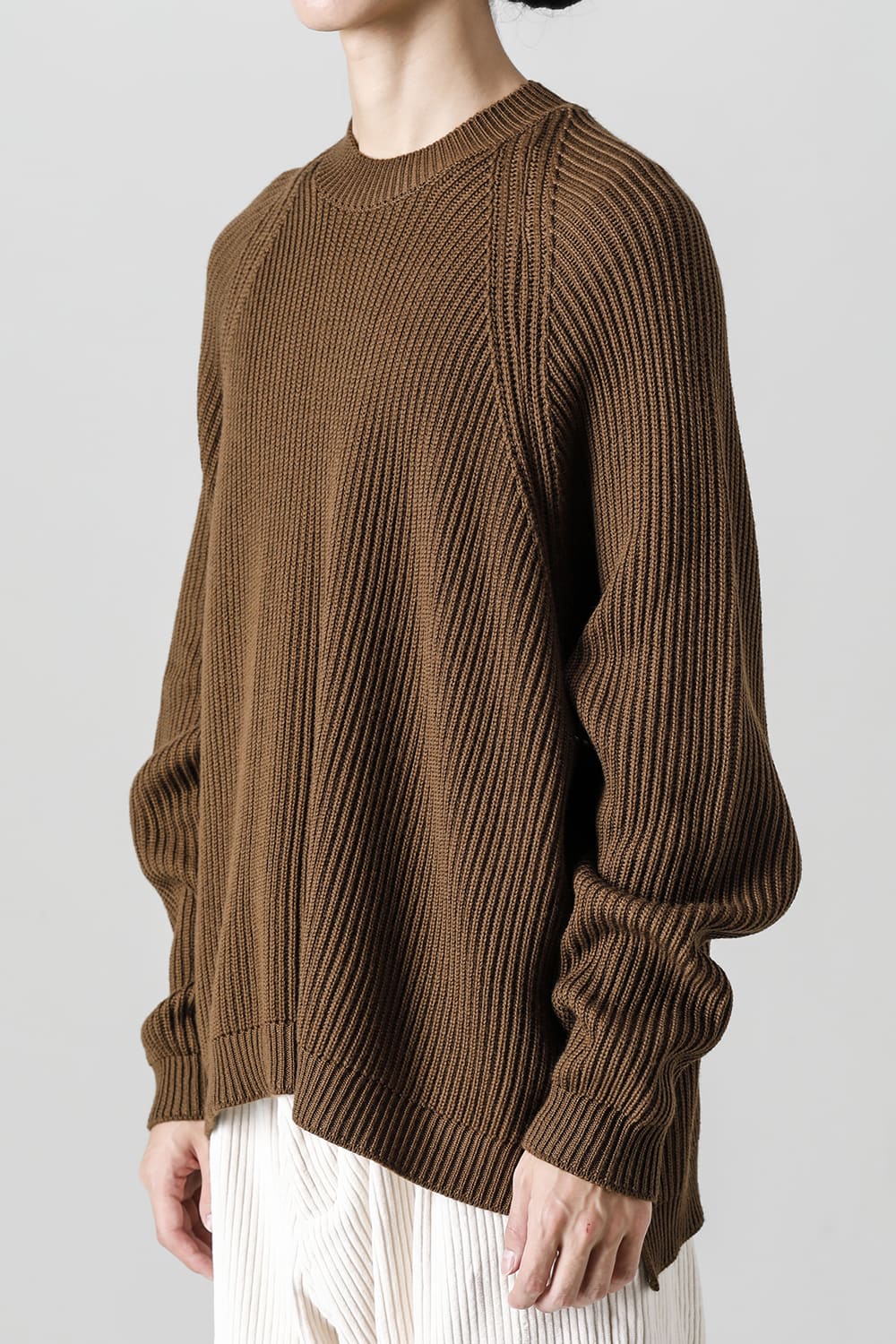 KNITTED CREW NECK Fine Merino Wool Mud
