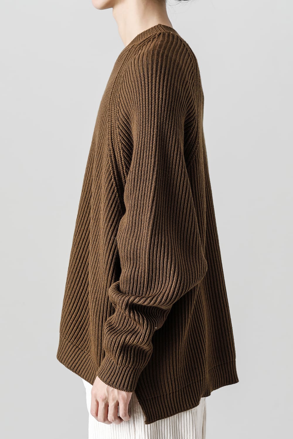 KNITTED CREW NECK Fine Merino Wool Mud