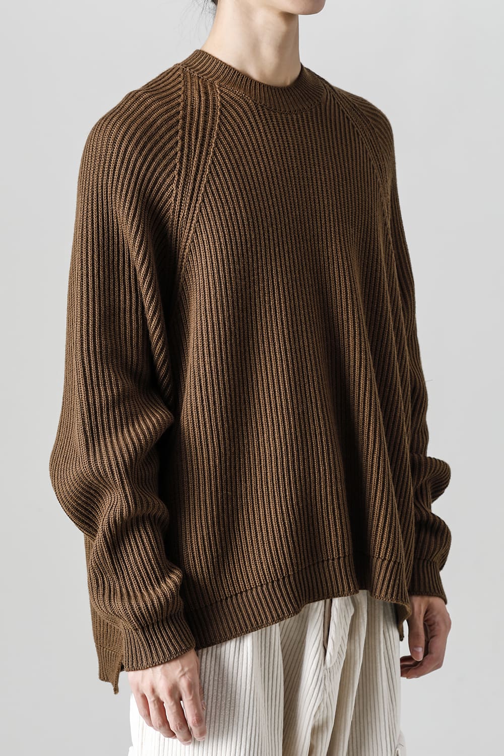 KNITTED CREW NECK Fine Merino Wool Mud