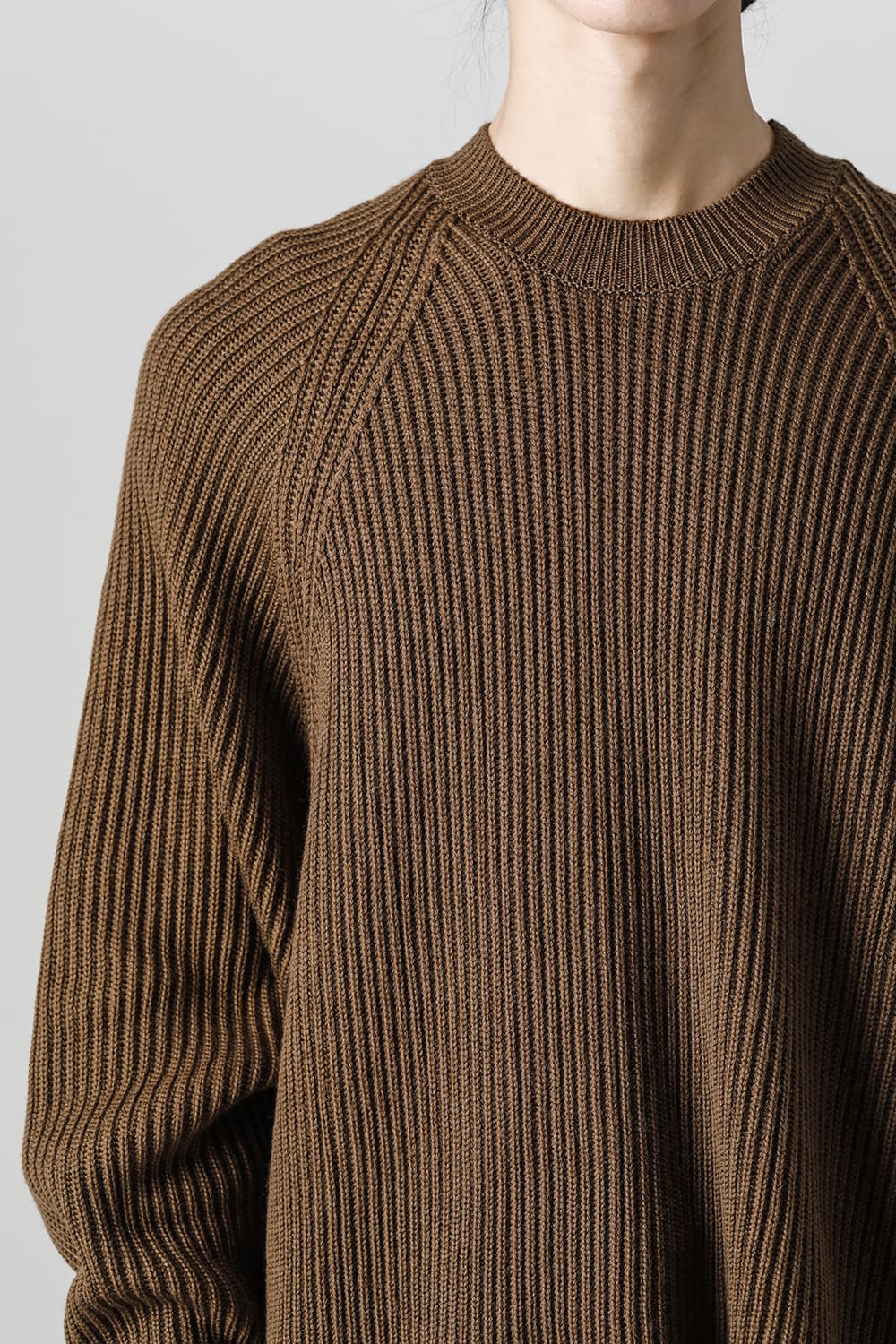 KNITTED CREW NECK Fine Merino Wool Mud