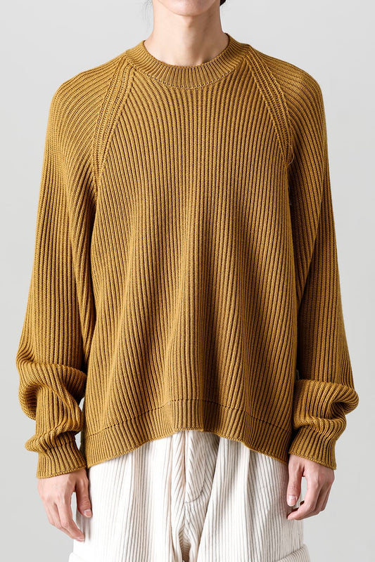KNITTED CREW NECK Fine Merino Wool Mustard