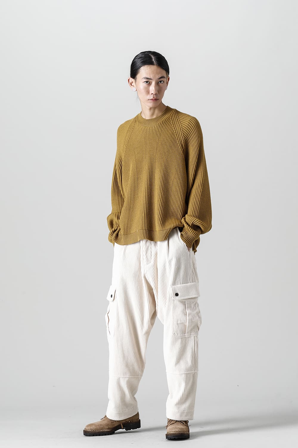 KNITTED CREW NECK Fine Merino Wool Mustard
