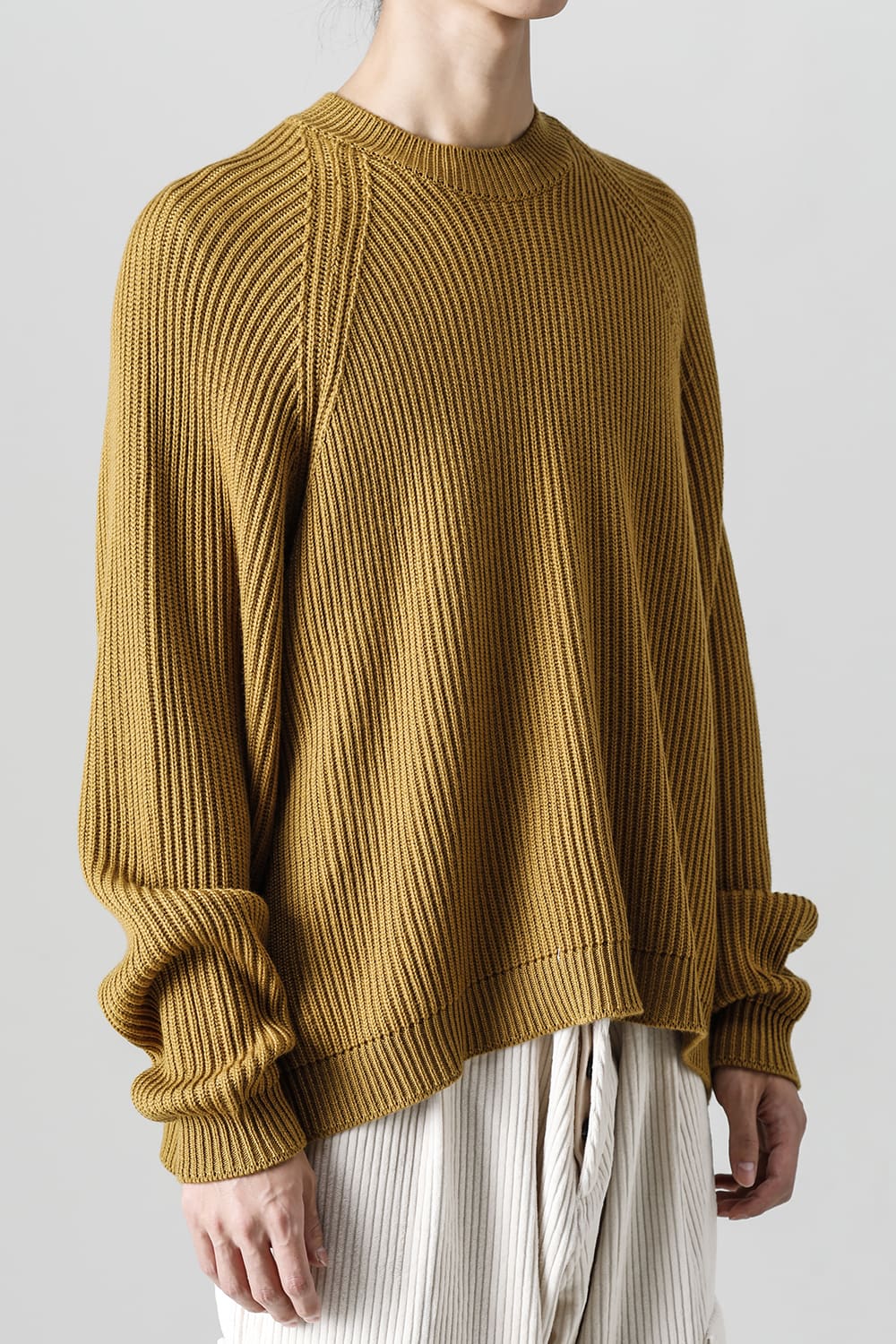 KNITTED CREW NECK Fine Merino Wool Mustard