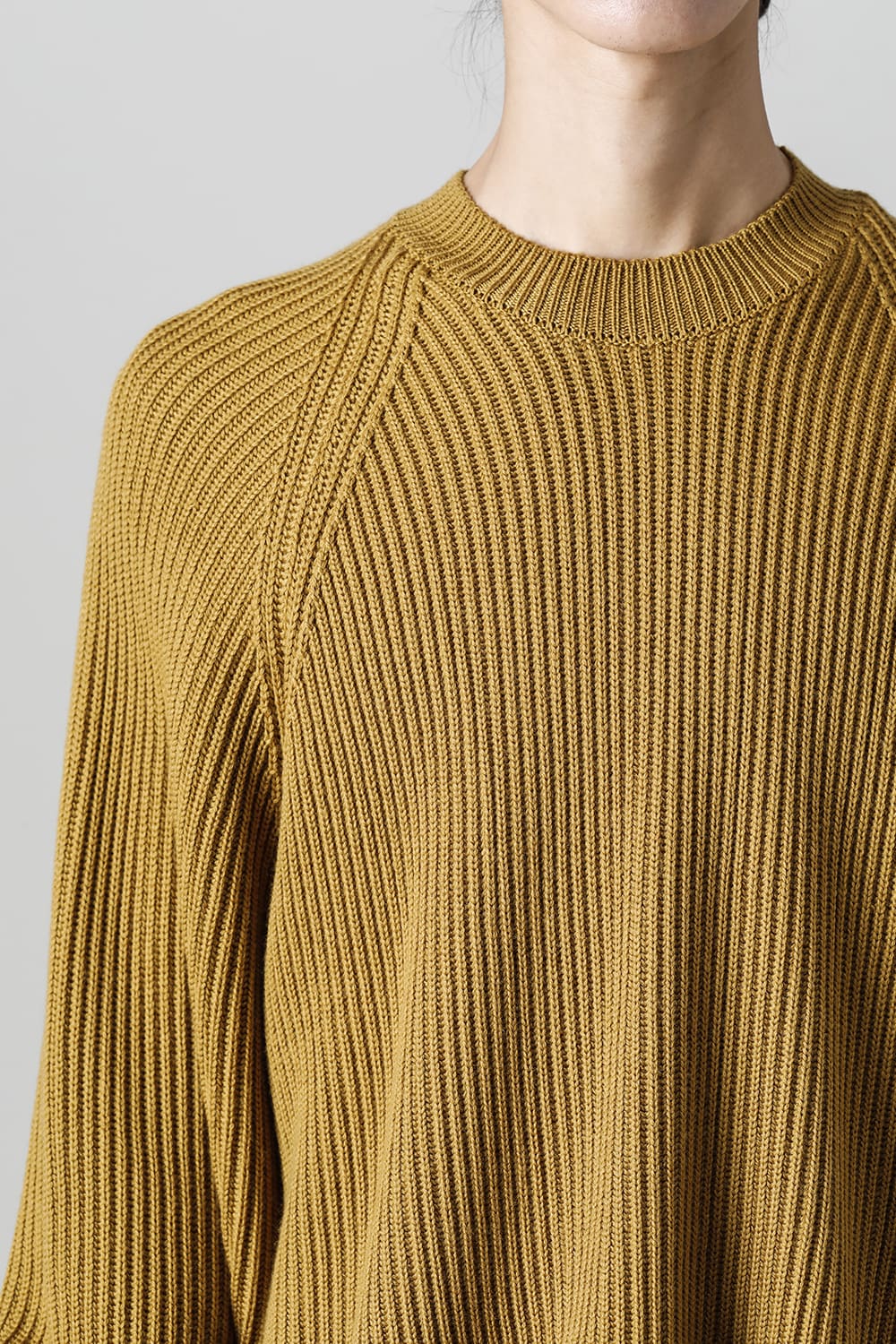 KNITTED CREW NECK Fine Merino Wool Mustard