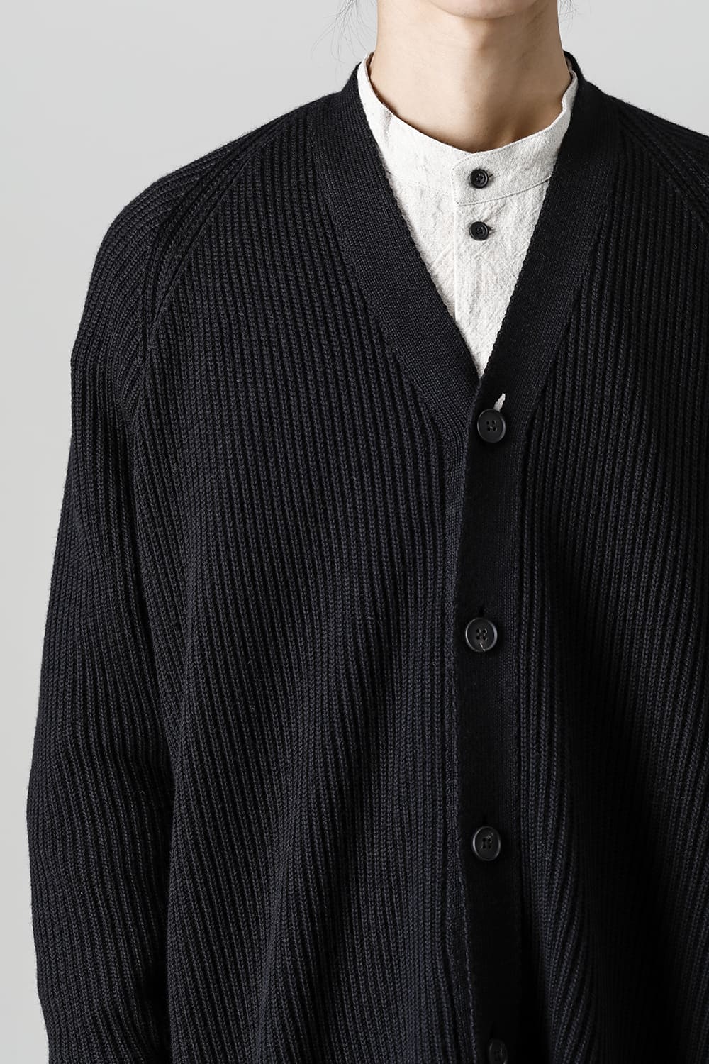 KNITTED CARDIGAN COAT Fine Merino Wool Black