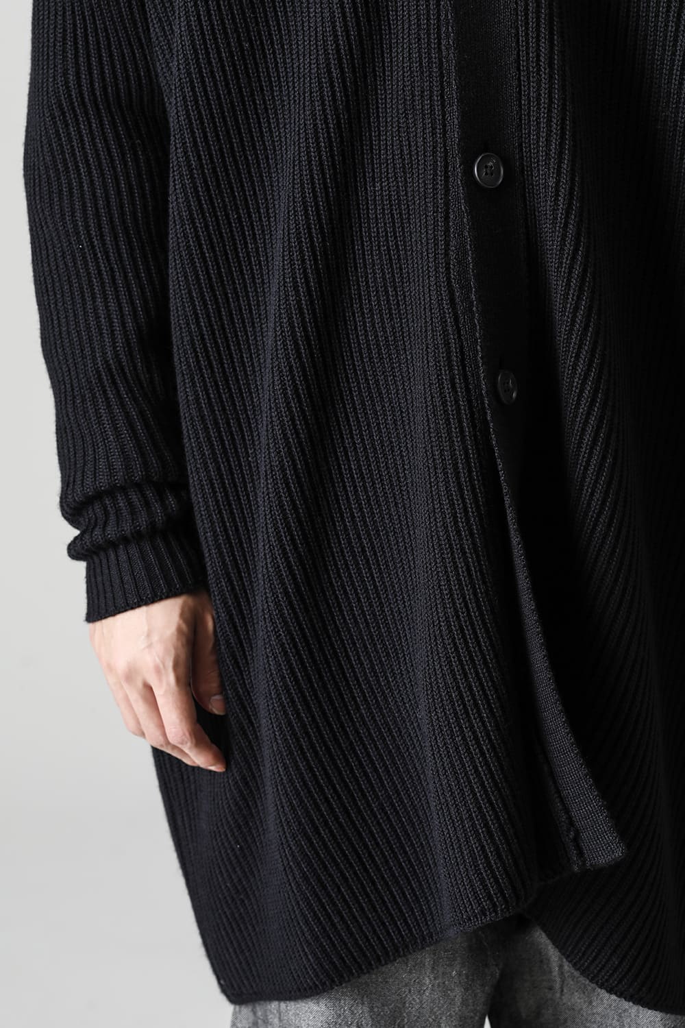 KNITTED CARDIGAN COAT Fine Merino Wool Black