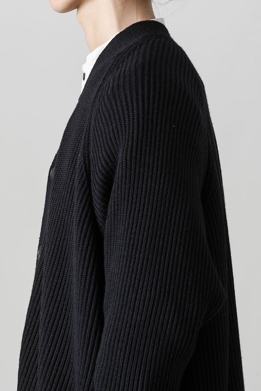 KNITTED CARDIGAN COAT Fine Merino Wool Black