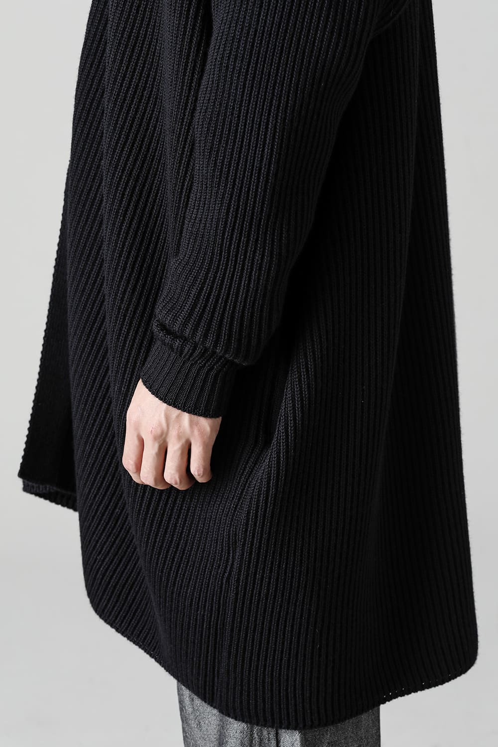 KNITTED CARDIGAN COAT Fine Merino Wool Black