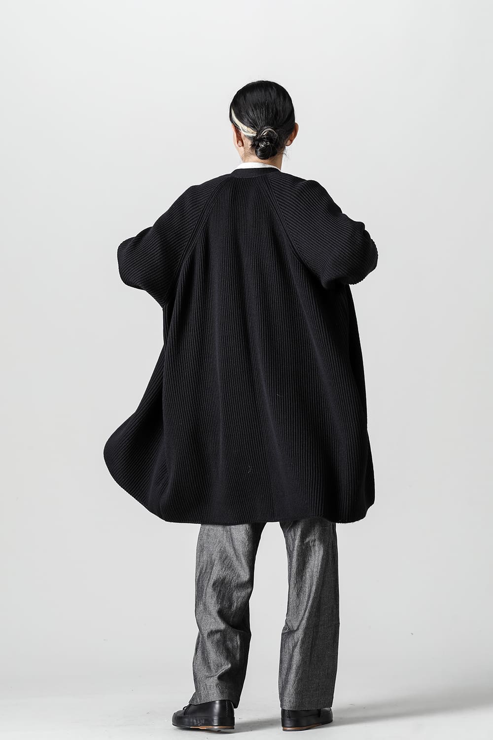 KNITTED CARDIGAN COAT Fine Merino Wool Black