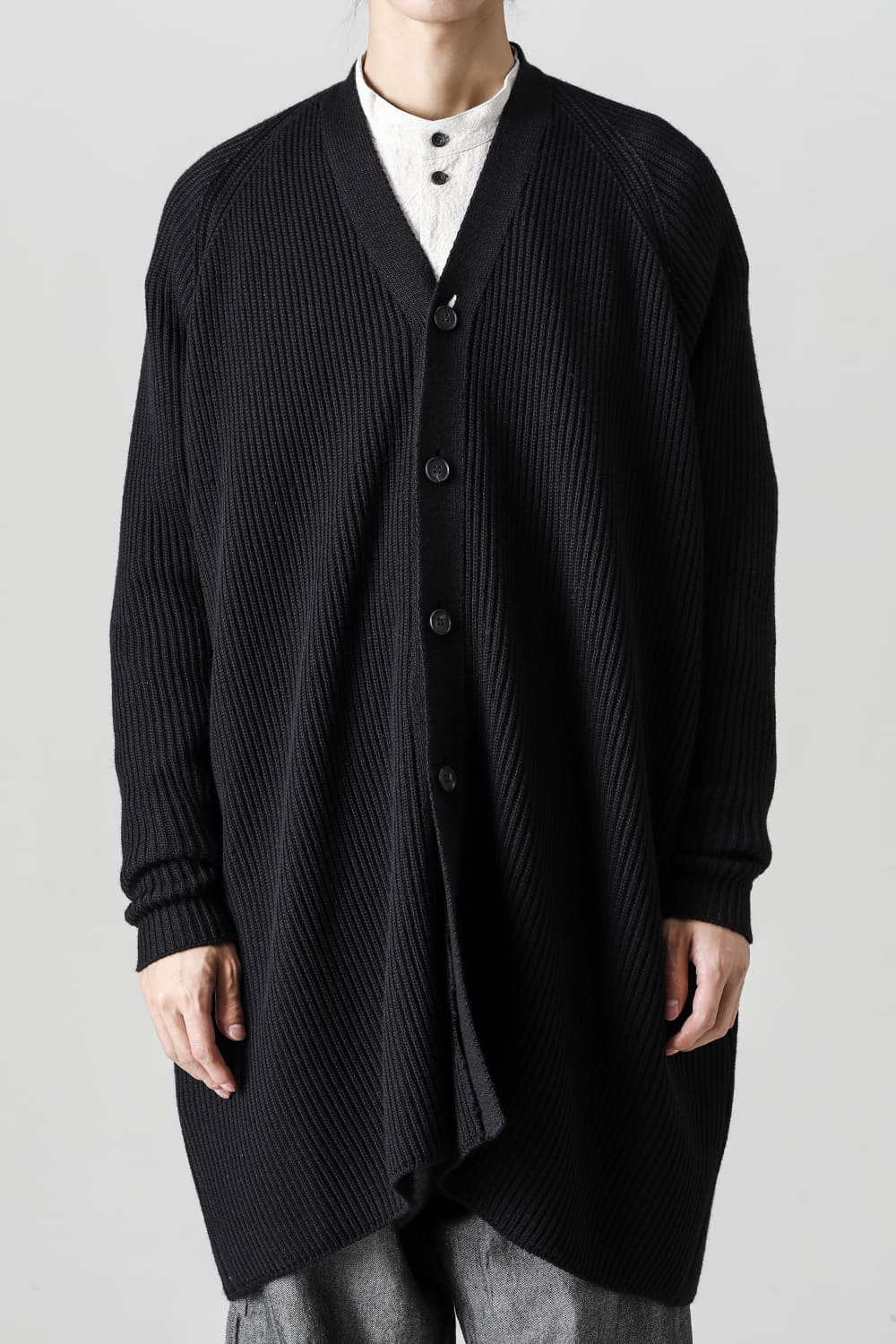 KNITTED CARDIGAN COAT Fine Merino Wool Black