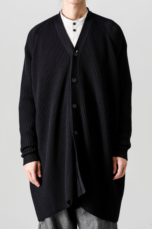 KNITTED CARDIGAN COAT Fine Merino Wool Black