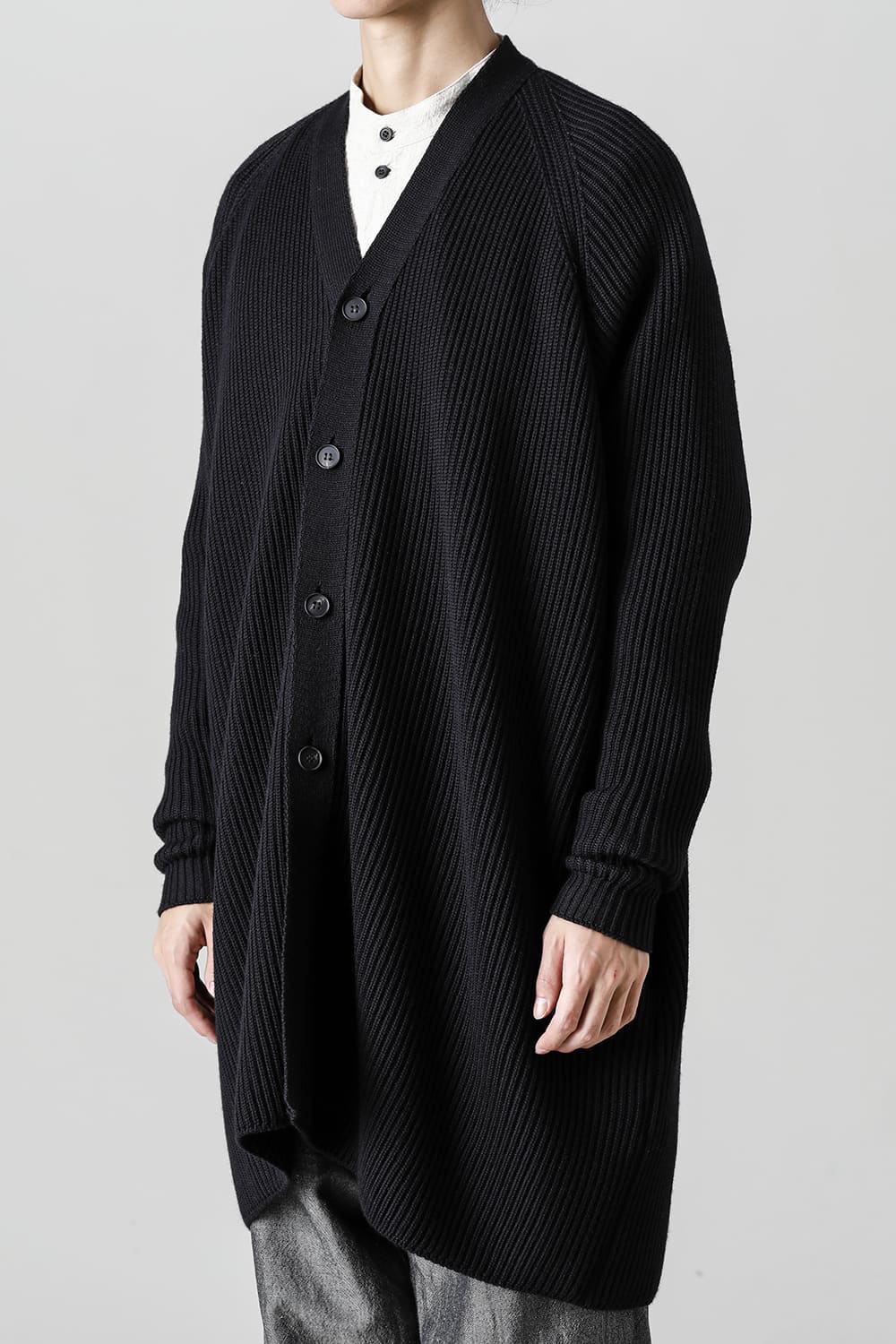 KNITTED CARDIGAN COAT Fine Merino Wool Black