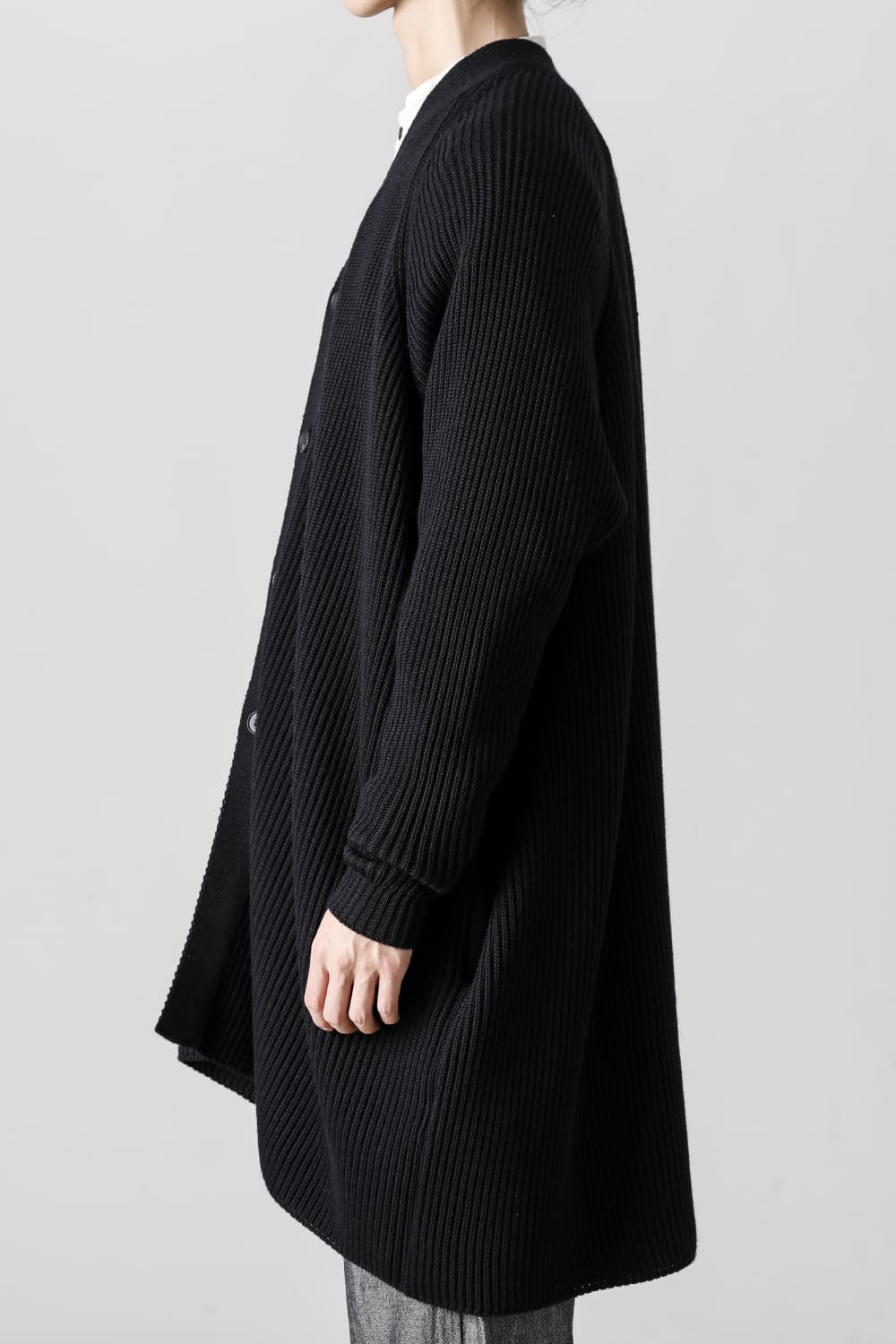 KNITTED CARDIGAN COAT Fine Merino Wool Black