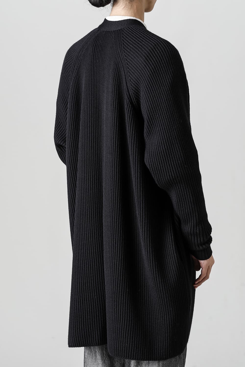 KNITTED CARDIGAN COAT Fine Merino Wool Black