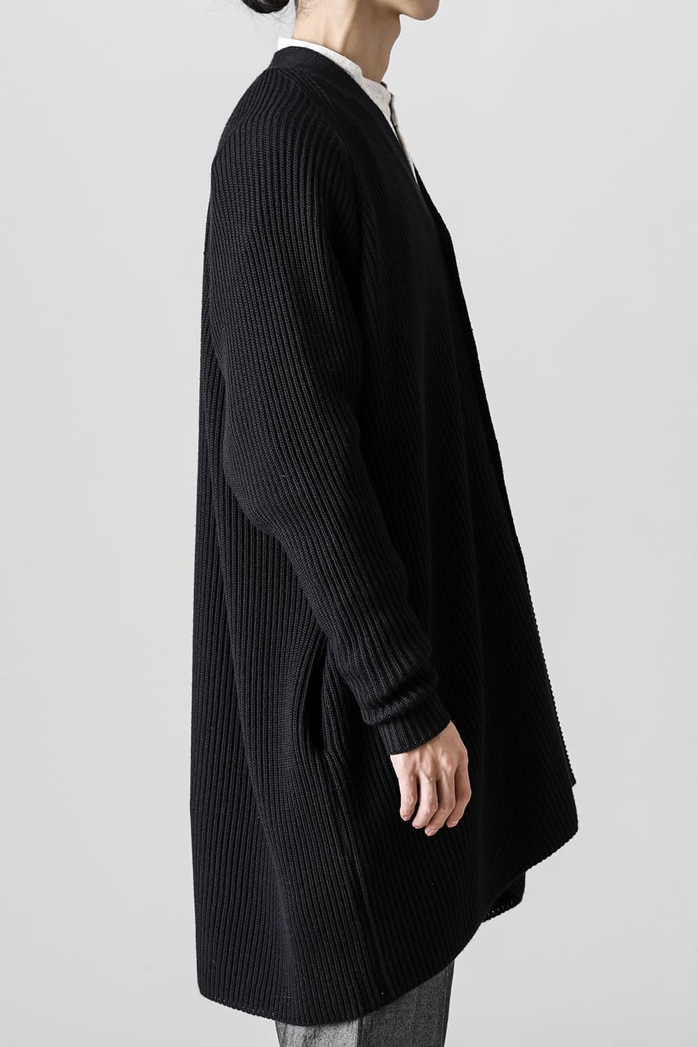 KNITTED CARDIGAN COAT Fine Merino Wool Black