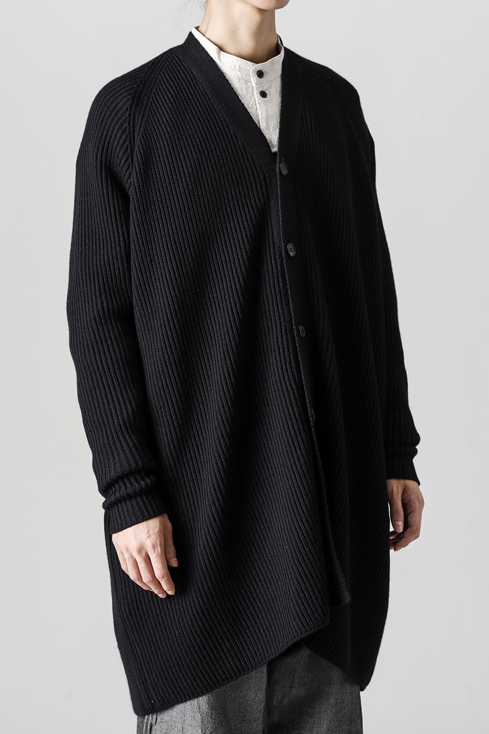 KNITTED CARDIGAN COAT Fine Merino Wool Black