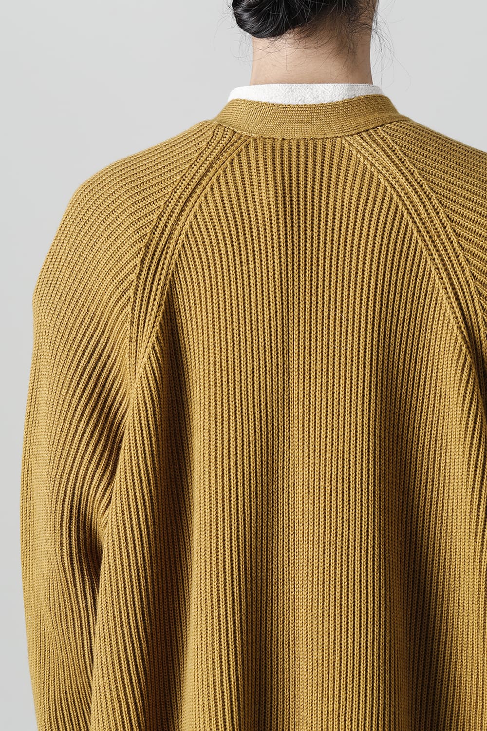 KNITTED CARDIGAN COAT Fine Merino Wool Mastard