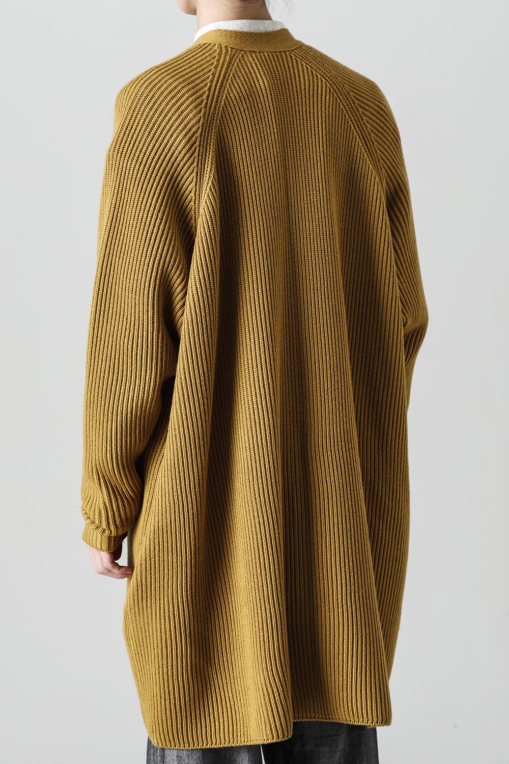 KNITTED CARDIGAN COAT Fine Merino Wool Mastard