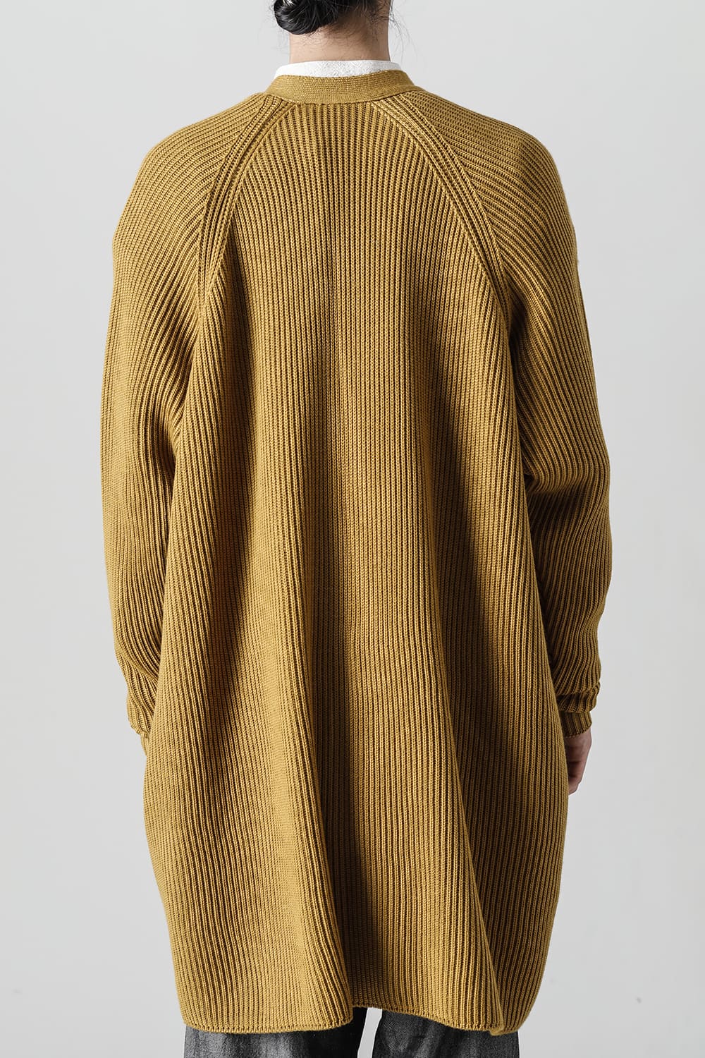 KNITTED CARDIGAN COAT Fine Merino Wool Mastard