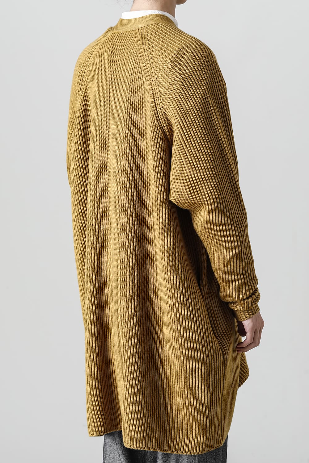 KNITTED CARDIGAN COAT Fine Merino Wool Mastard