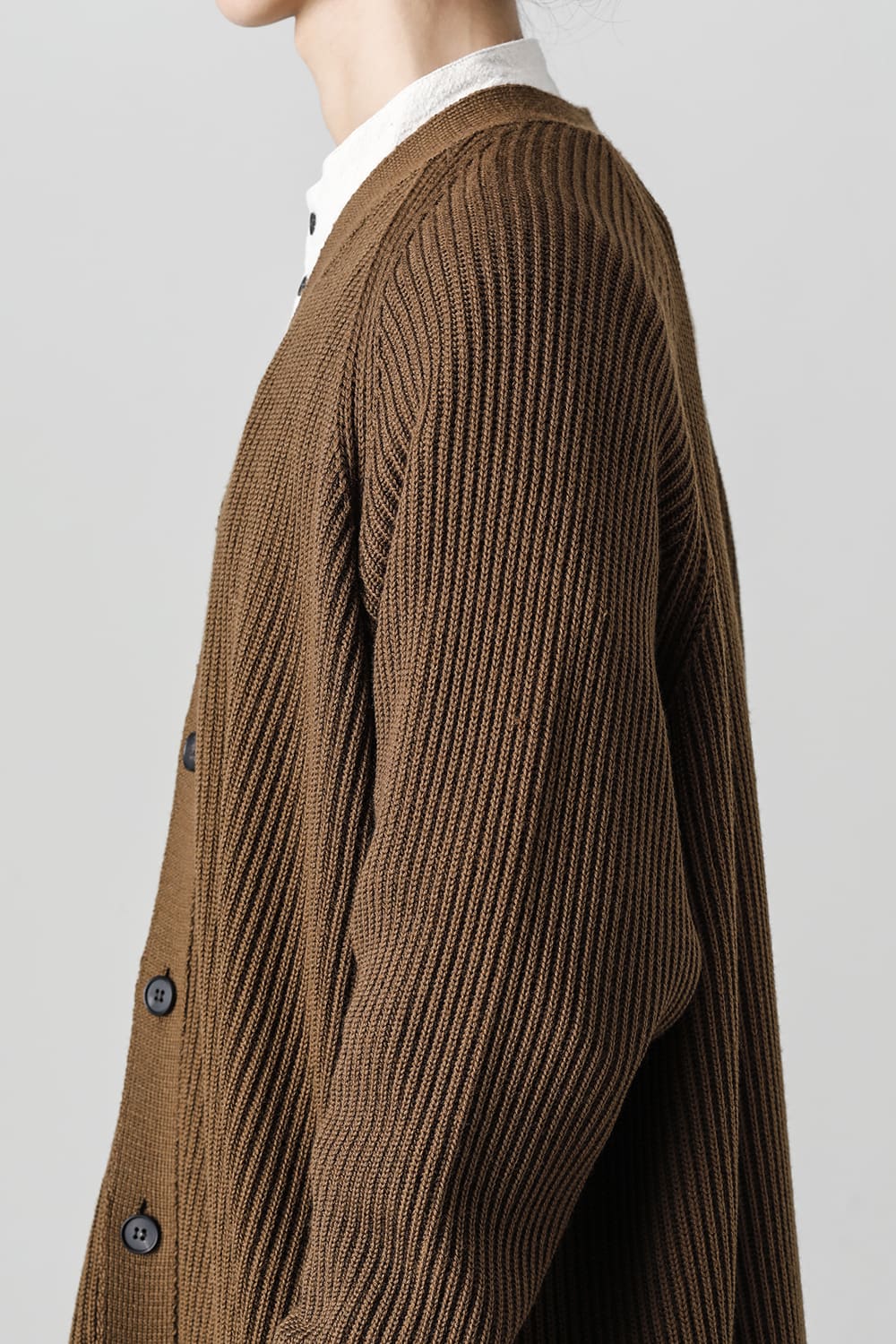 KNITTED CARDIGAN COAT Fine Merino Wool Mud