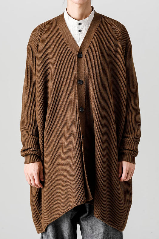 KNITTED CARDIGAN COAT Fine Merino Wool Mud
