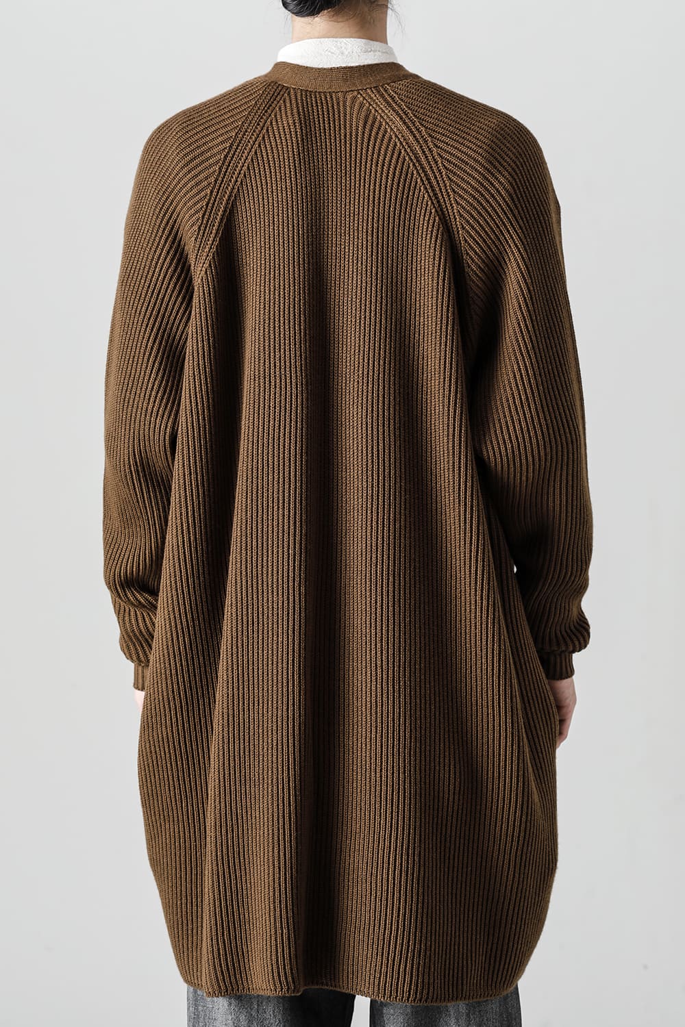 KNITTED CARDIGAN COAT Fine Merino Wool Mud