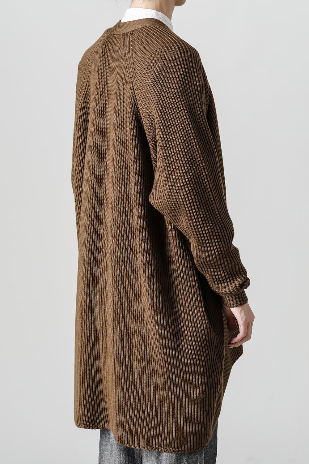 KNITTED CARDIGAN COAT Fine Merino Wool Mud