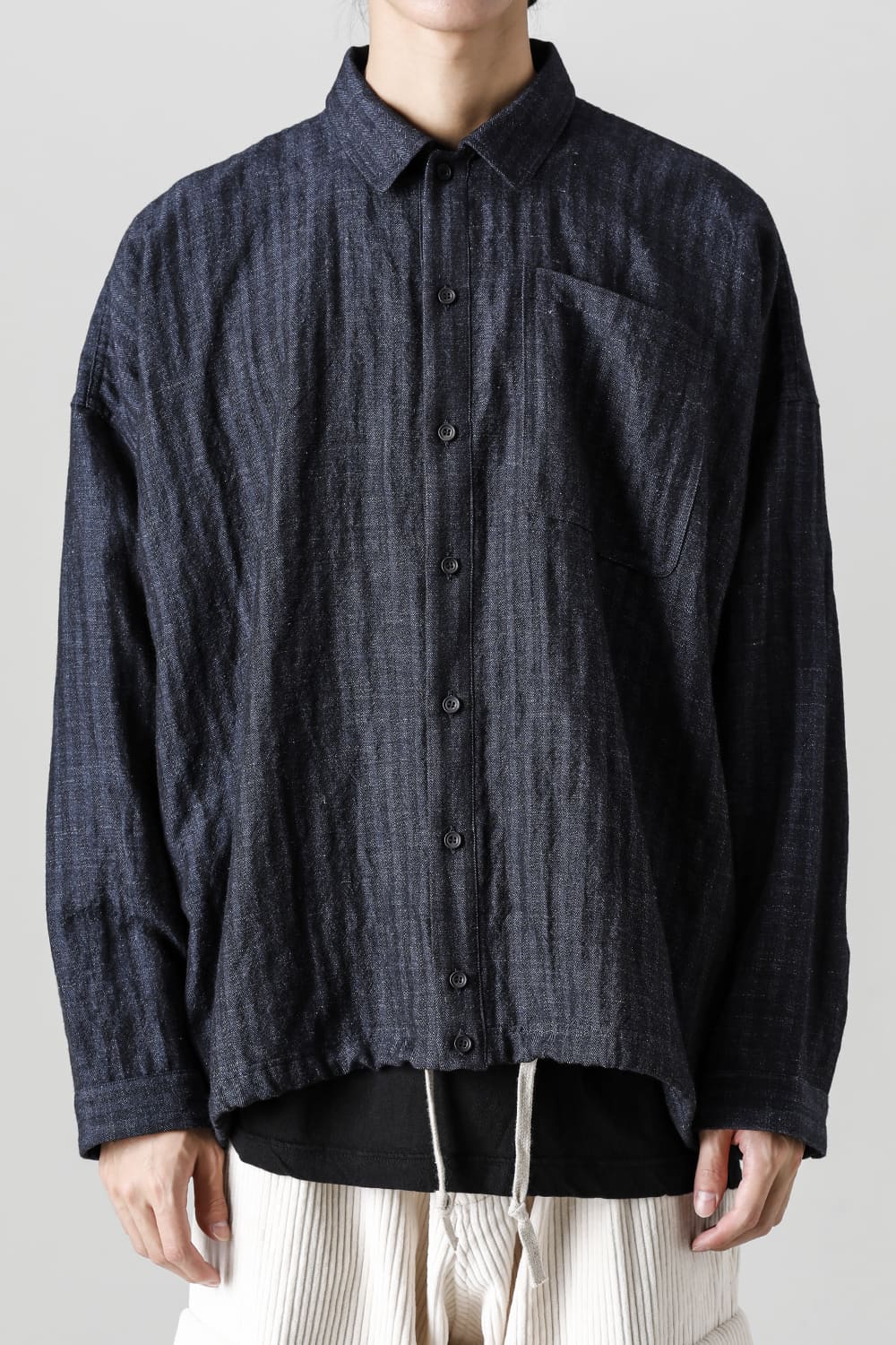 BOMBER SHIRTS Herringbone Navy