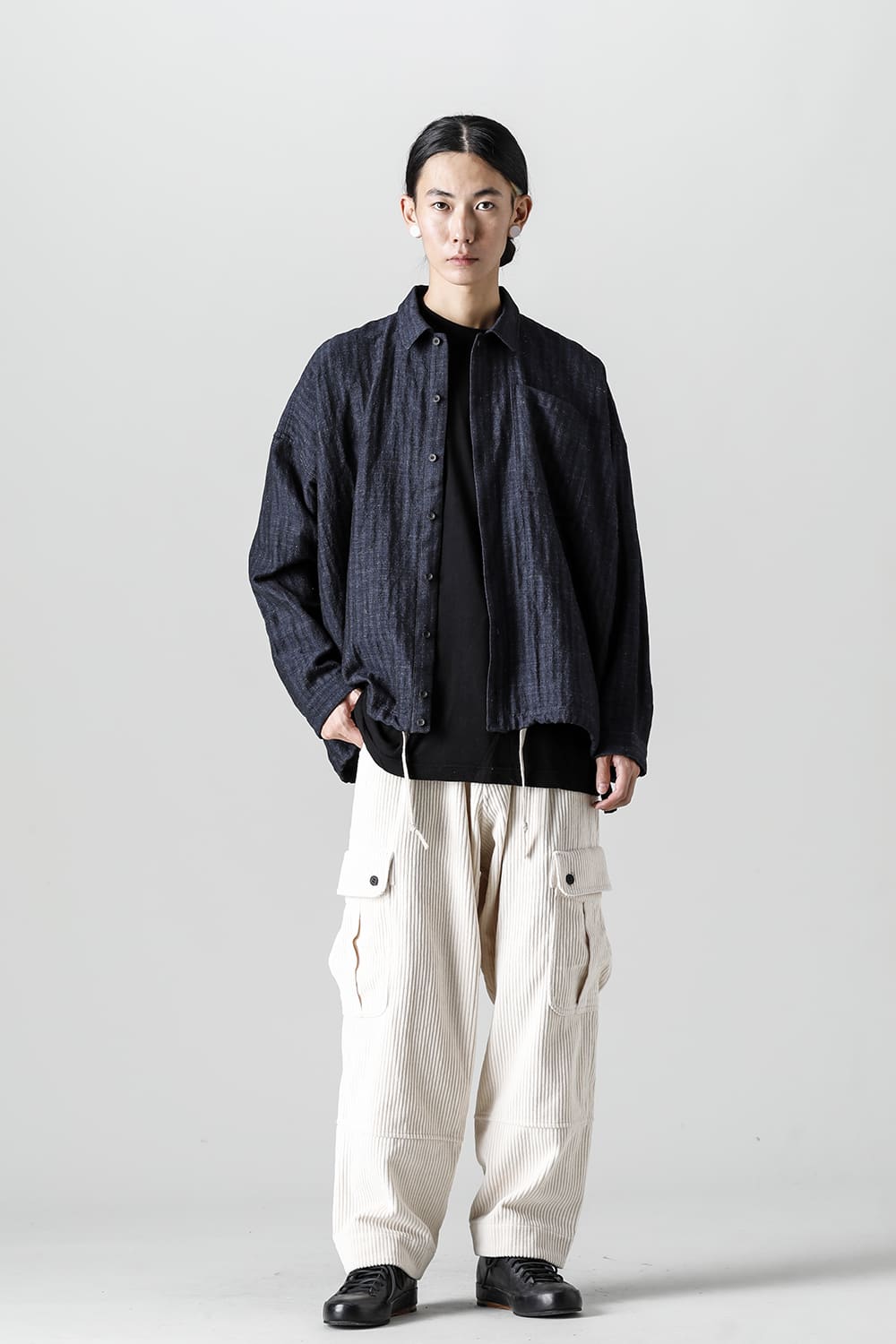 BOMBER SHIRTS Herringbone Navy