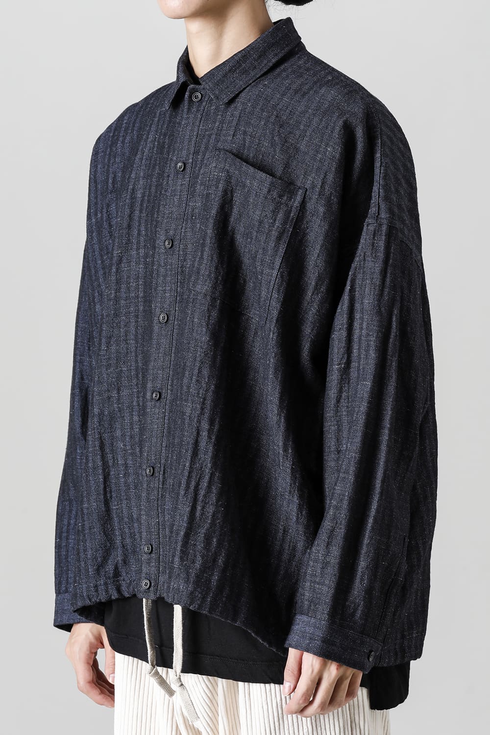 BOMBER SHIRTS Herringbone Navy