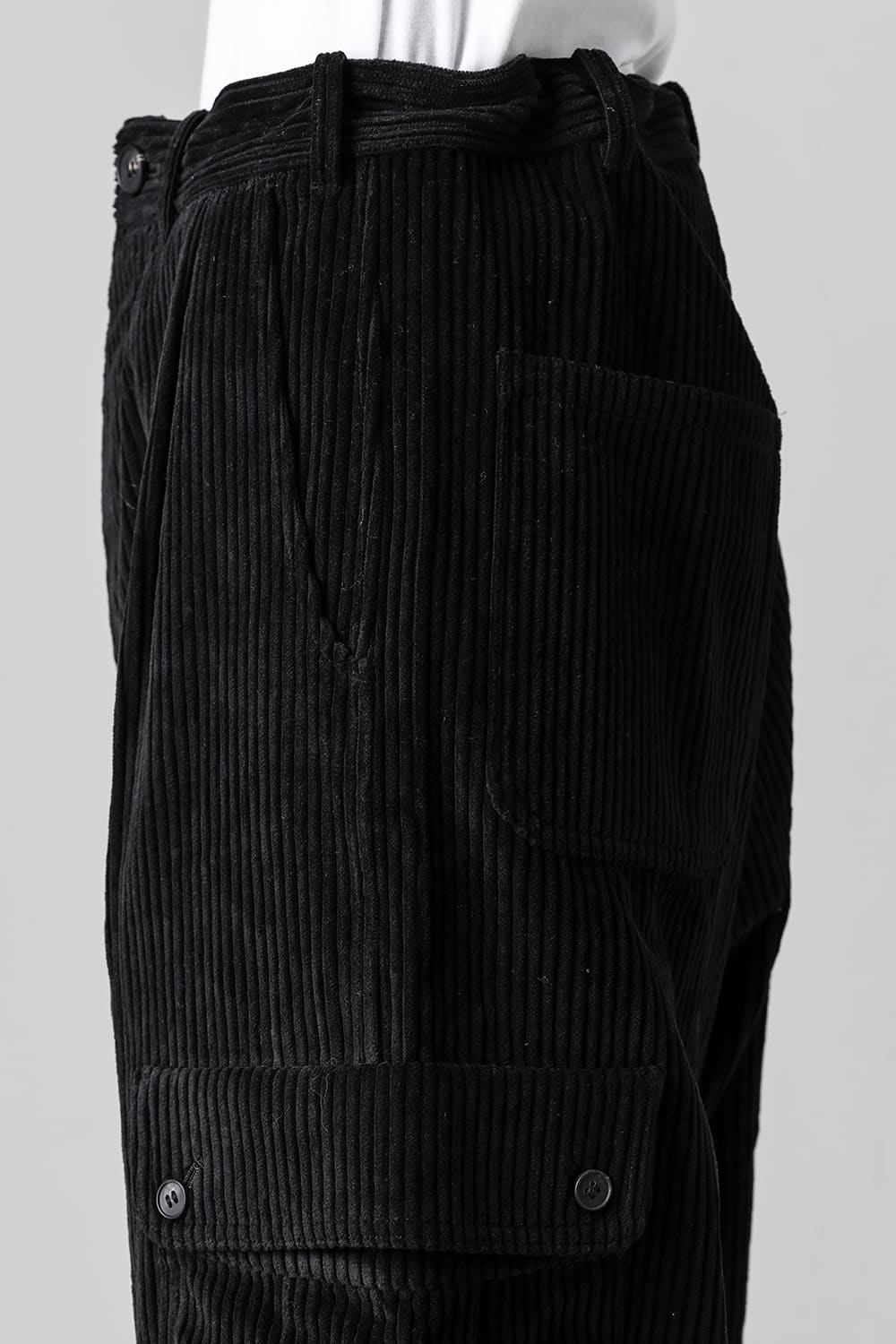 CARGO TROUSERS Wide Wale Corduroy Black