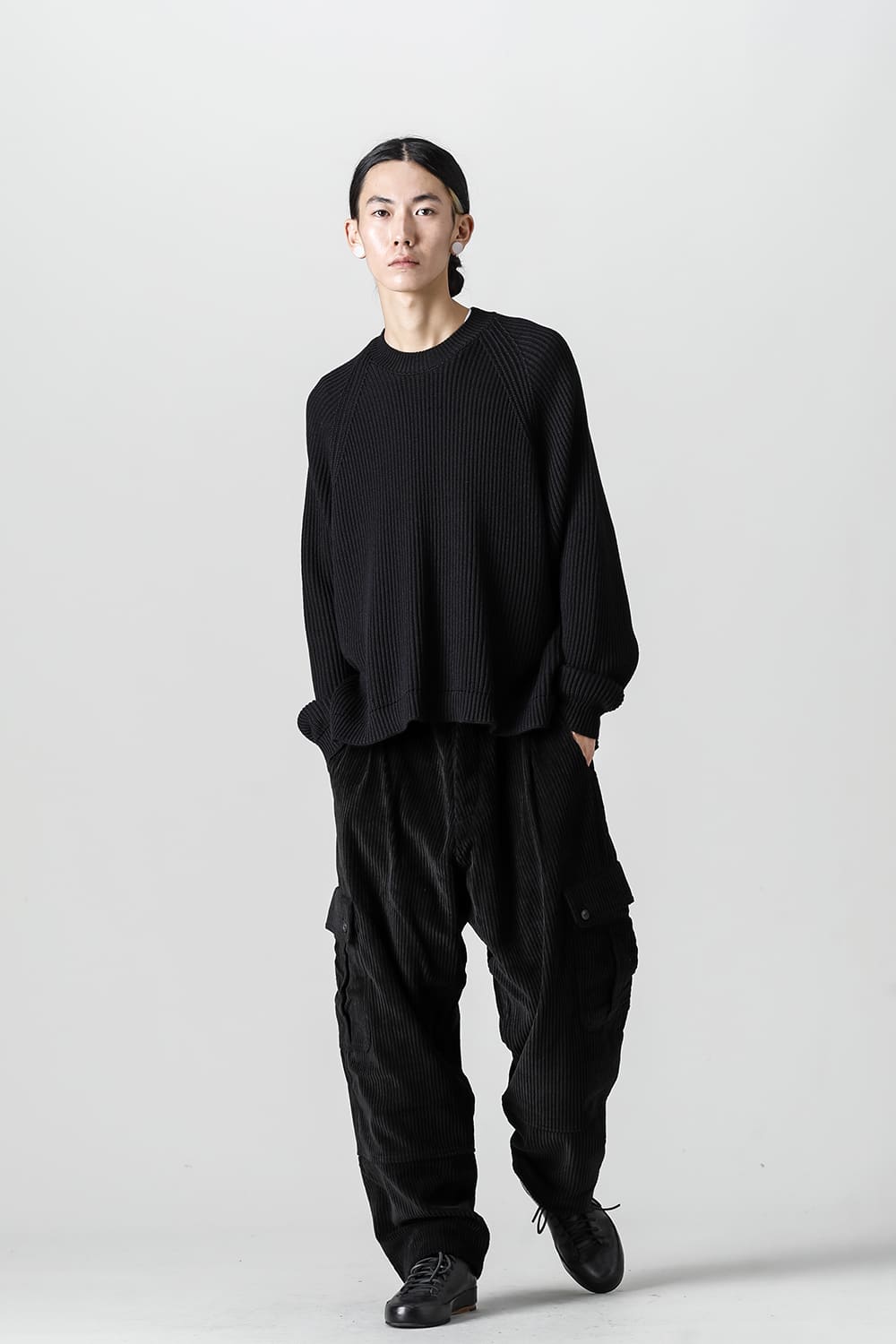 CARGO TROUSERS Wide Wale Corduroy Black