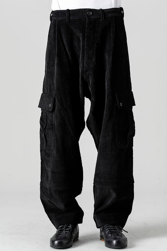 CARGO TROUSERS Wide Wale Corduroy Black