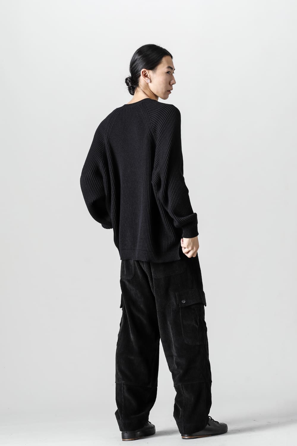 CARGO TROUSERS Wide Wale Corduroy Black