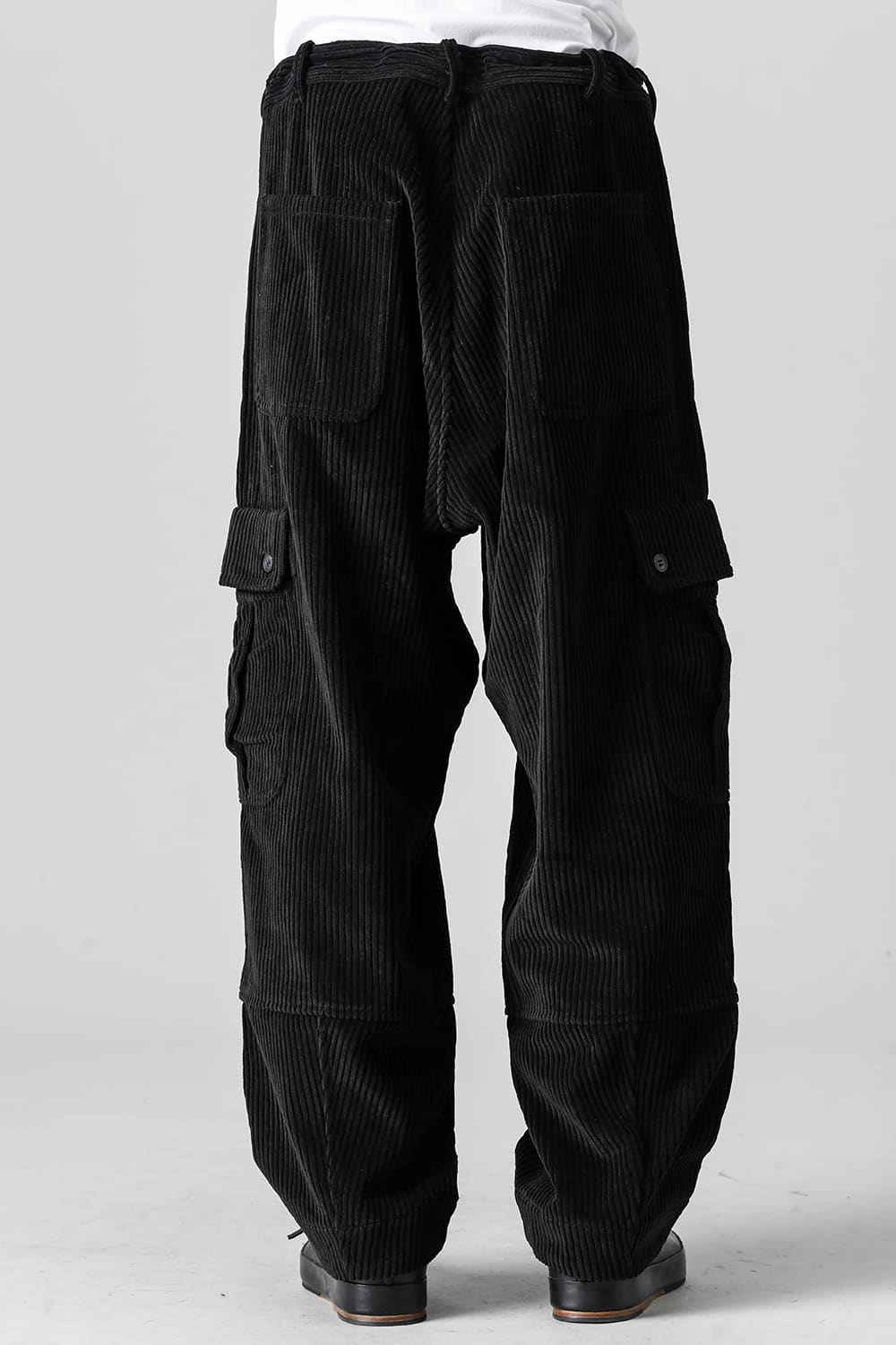 CARGO TROUSERS Wide Wale Corduroy Black